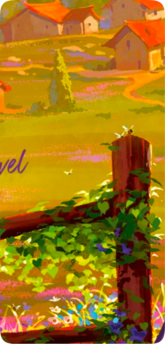 Zoomed-in full-screen view of a detailed book cover illustration