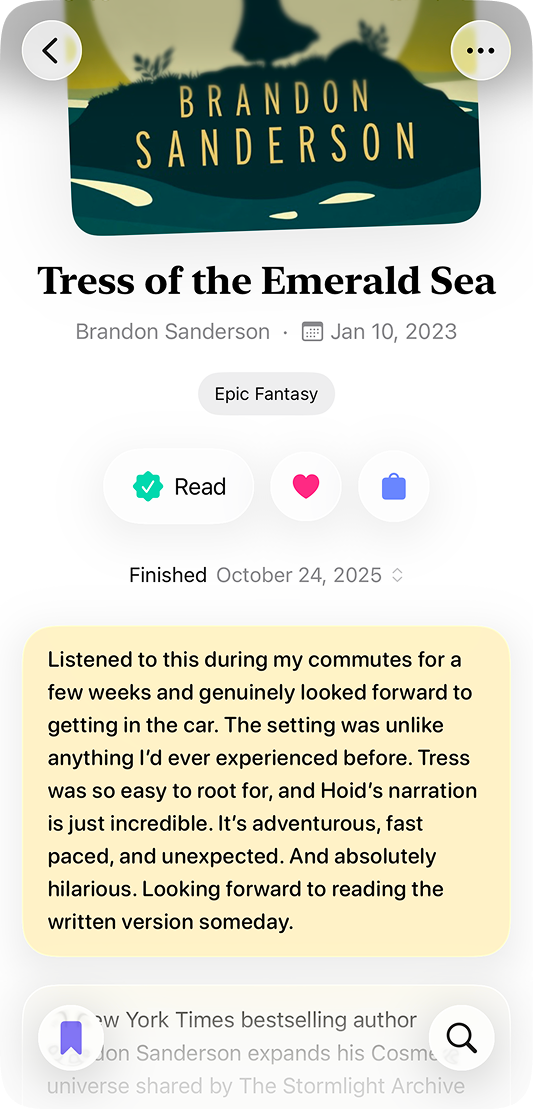 Adding a personal note to a book on its detail page in Atlas